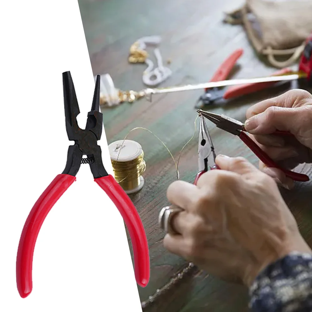 Convenient Round Concave Pliers, Carbon Steel Construction, Great Addition for Jewelry Designers and DIY Crafters Red, Silver