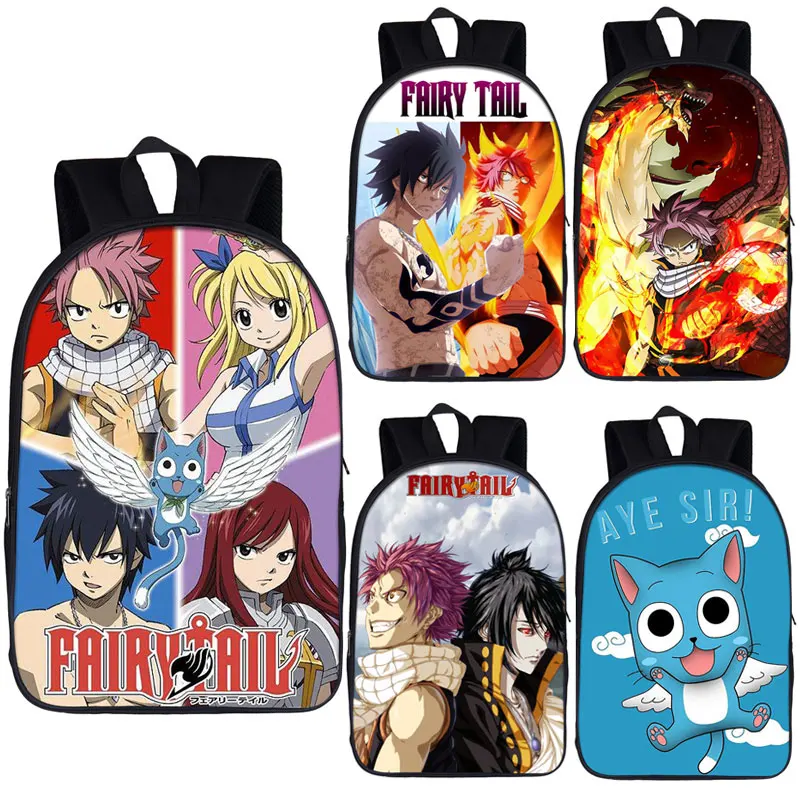 Anime Fairy Tail Backpack Natsu Dragneel Lucy Heartfilia Erza Rucksack Children School Bags for Teenager Boys Girls Book Bag