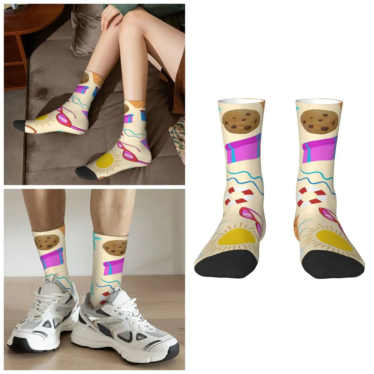 Summer Beach Element Socks Harajuku Super Soft Stockings All Season Long Socks Accessories for Man's Woman's Christmas Gifts