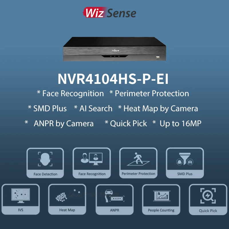 Imagem -02 - Dahua Wizsense 4k Nvr Canais Poe Gravador de Vídeo Câmera ip Sistema Inteligente Reconhecimento Facial Smd Nvr4104hs-p-ei Nvr4108hs8p-ei