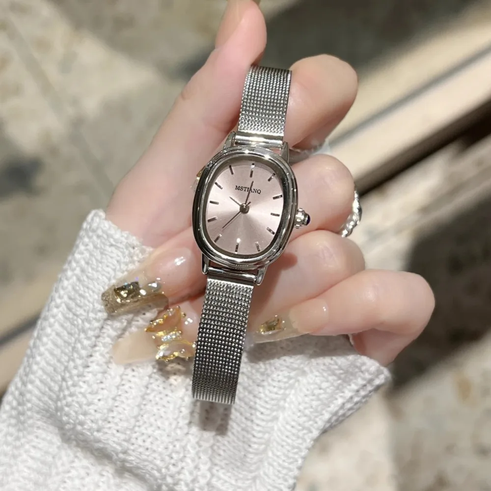 

Simple Small Oval Dial Green Watch Simple Stainless Steel Ladies Wristwatches Brand Luxury Girl Quartz Watch Gifts