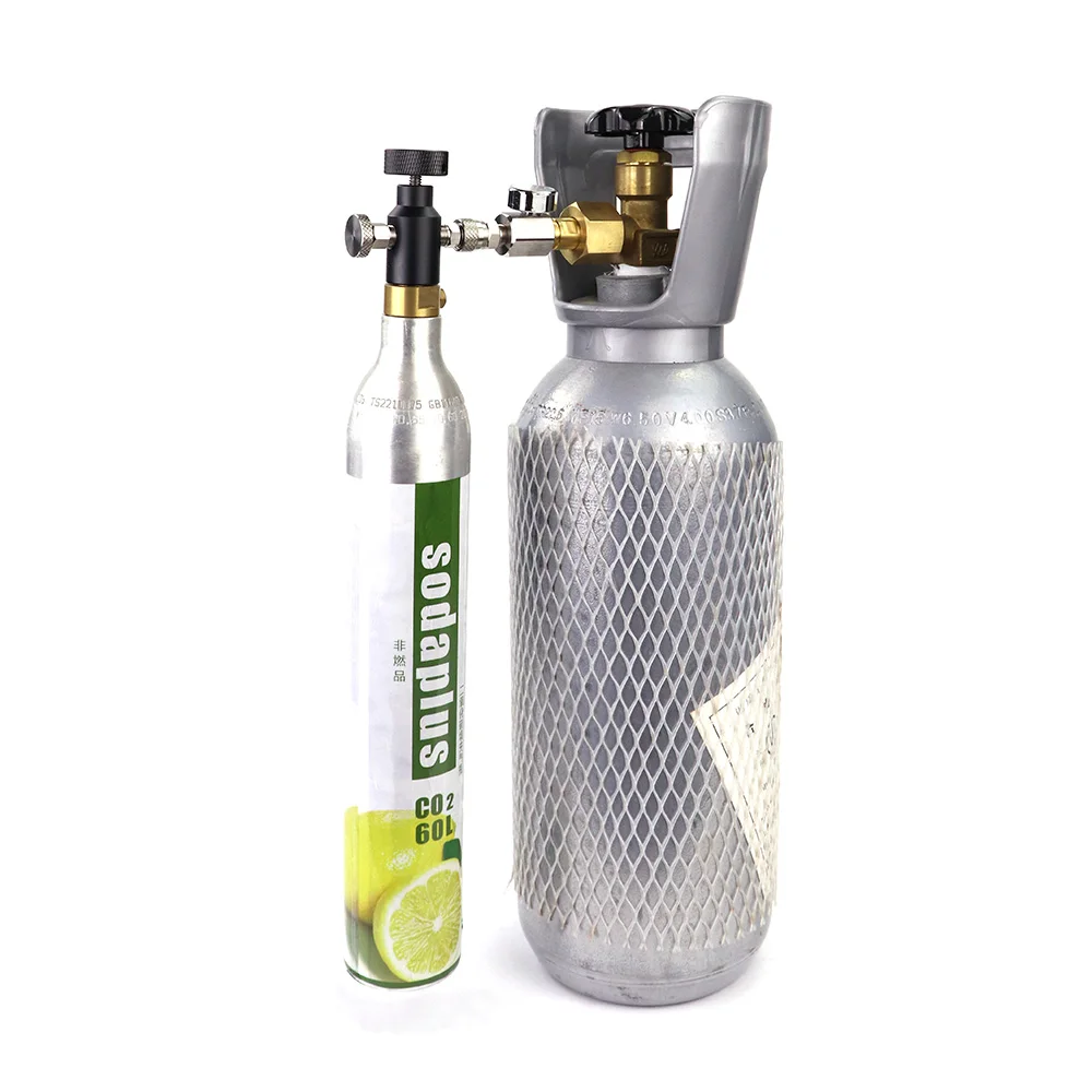 Sifon co2 cylindr (TR21-4 nitka type) náplň adaptor s měrka souprava vhodný sodastream modrá cylindr W21.8-14 G3/4 CGA320 konektor