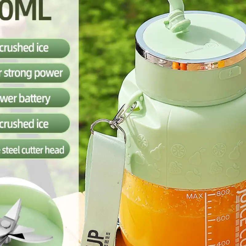 

USB Rechargeable Blender, 27 Oz Portable Electric Juice Cup for Smoothies, Milkshakes, Juices - Green with Free Straw, Compact &