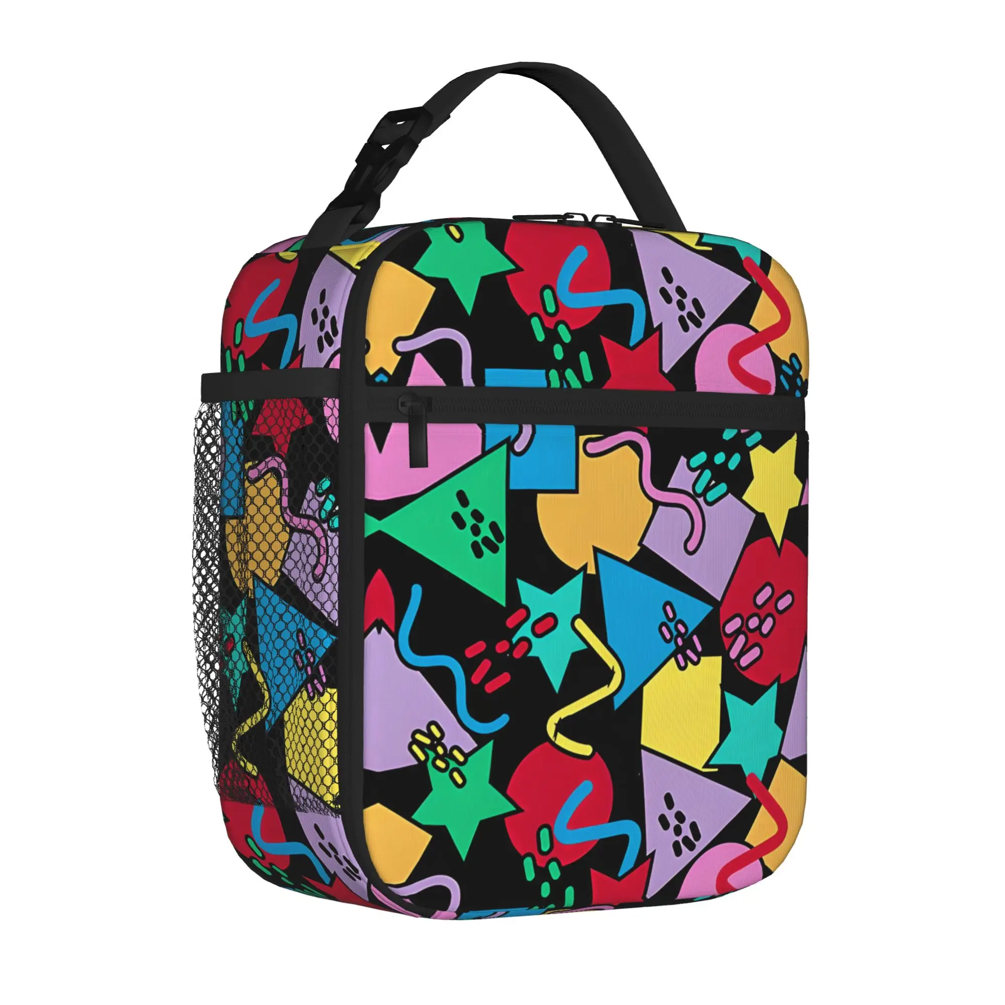 1 Piece Zipper Closure 90S Nostalgia Disco Storage Bag Pocket Back To School School Lunch Food Box Reusable For Lunch Food Bag