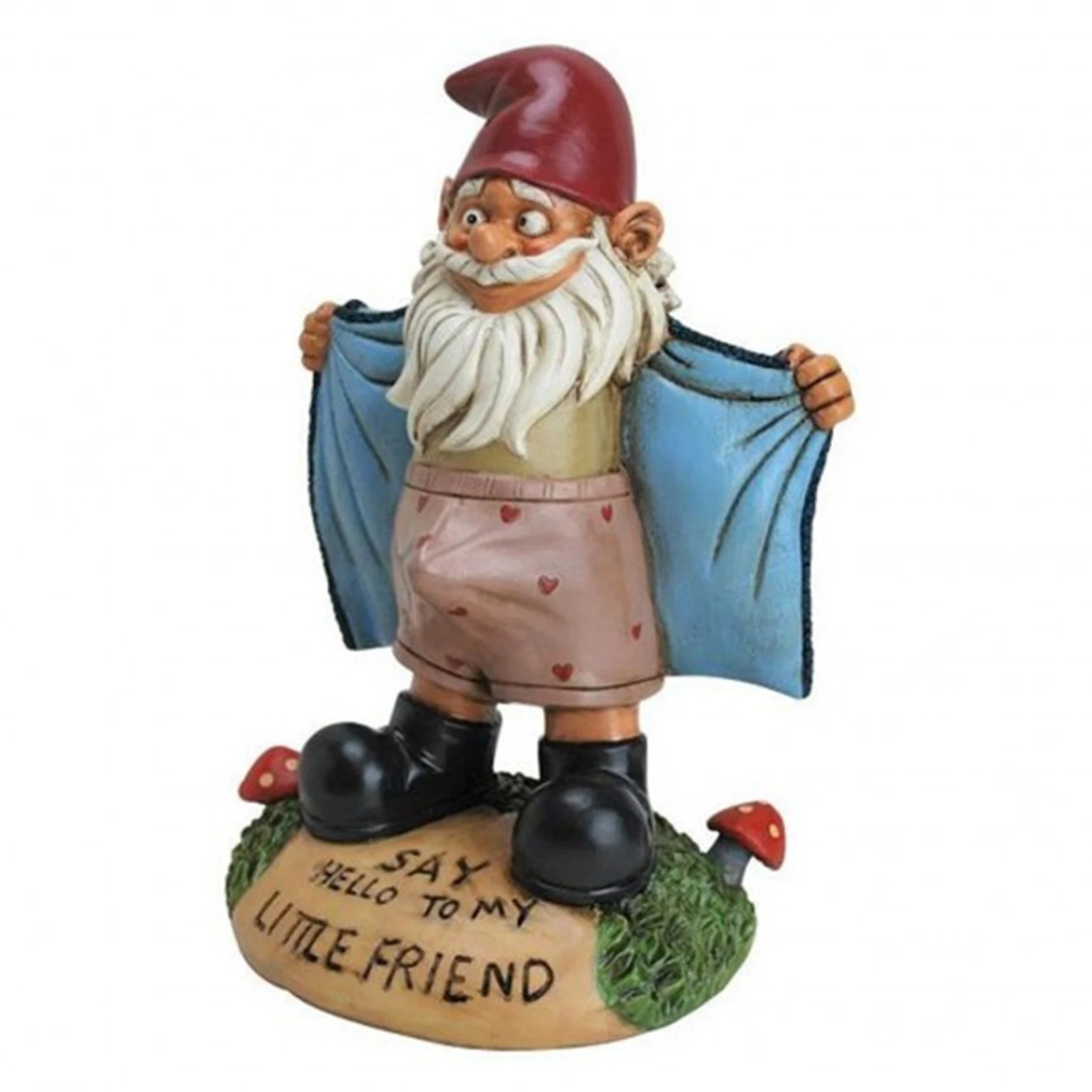 Funny Naughty Garden Gnome Statue Lawn Gnome Figurine SAY HELLO TO MY LITTLE FRIEND Dwarf Shows Underpants Garden Gnome Decor