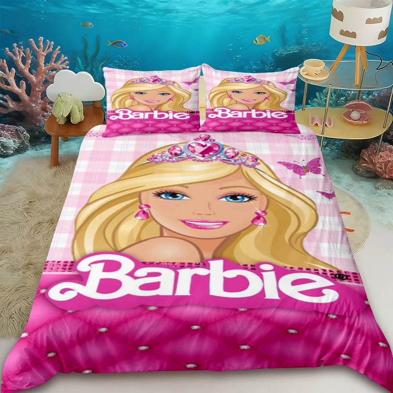 

Barbie pattern duvet cover, high-definition printing a gift for children and adults Includes one duvet cover and two pillowcases
