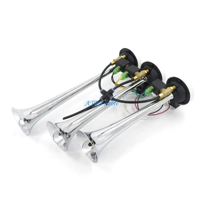 

U13C Double Tone 12V 24V 130DB Stainless Steel Triple Tube Vehicle Horn for Car Truck