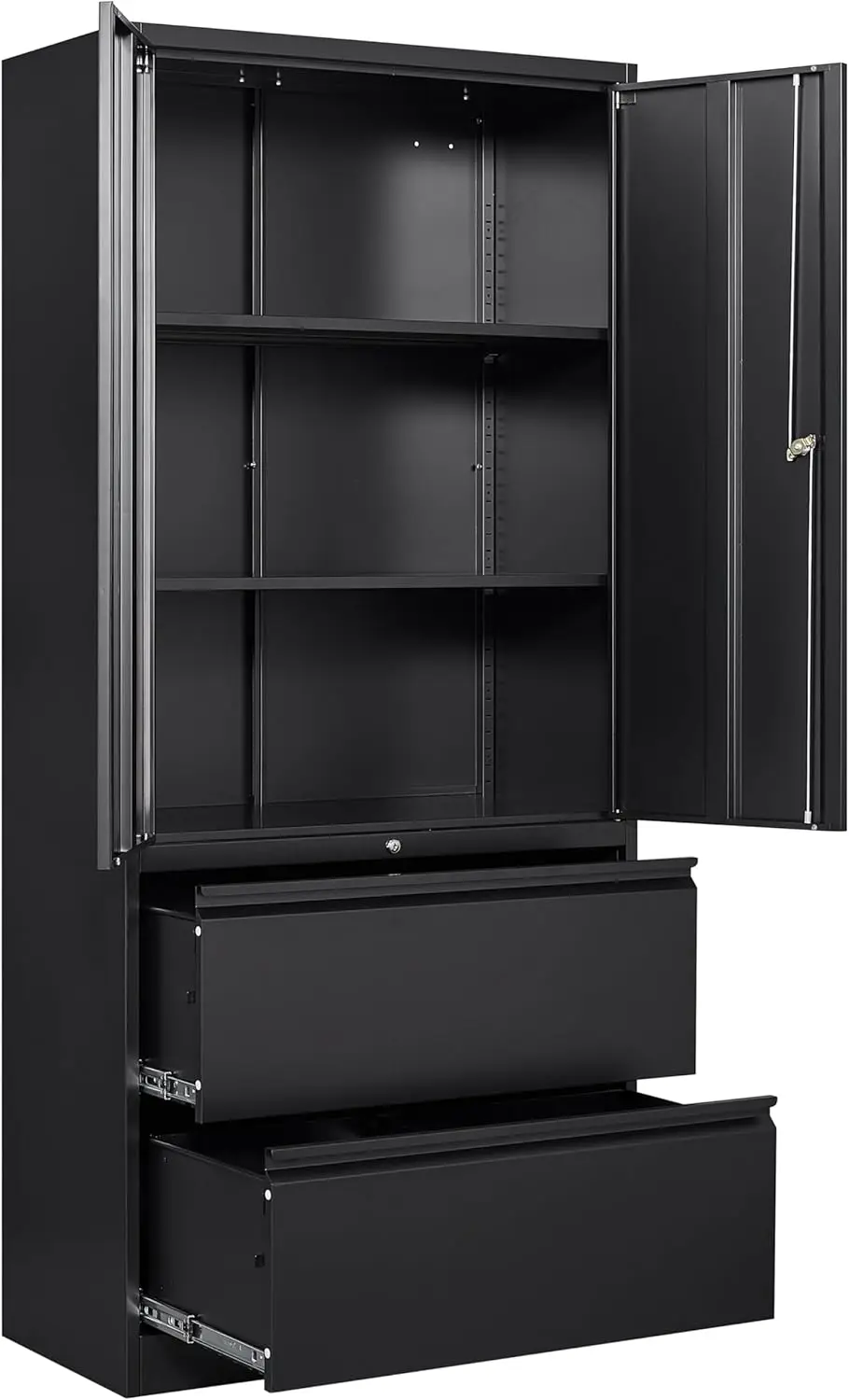 

SISESOL Black Metal Storage Cabinet with Drawer and Shelf, 71" Metal File Cabinets for Home Office,Steel Garage Storage Cabinet