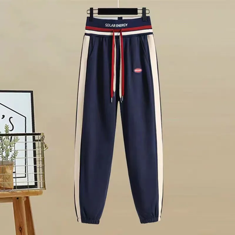 Damski strój sportowy na jesień i zimę Amerykański retro stójka swobodny top + spodnie dresowe slim fit z blokami kolorów