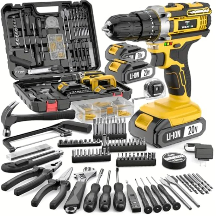 148pcs 20V Lithium-Ion Rechargeable Drill Driver -148pcs Electric Tool BOX For Home And DIY Projects, 3/8 Torque Setting Cordle