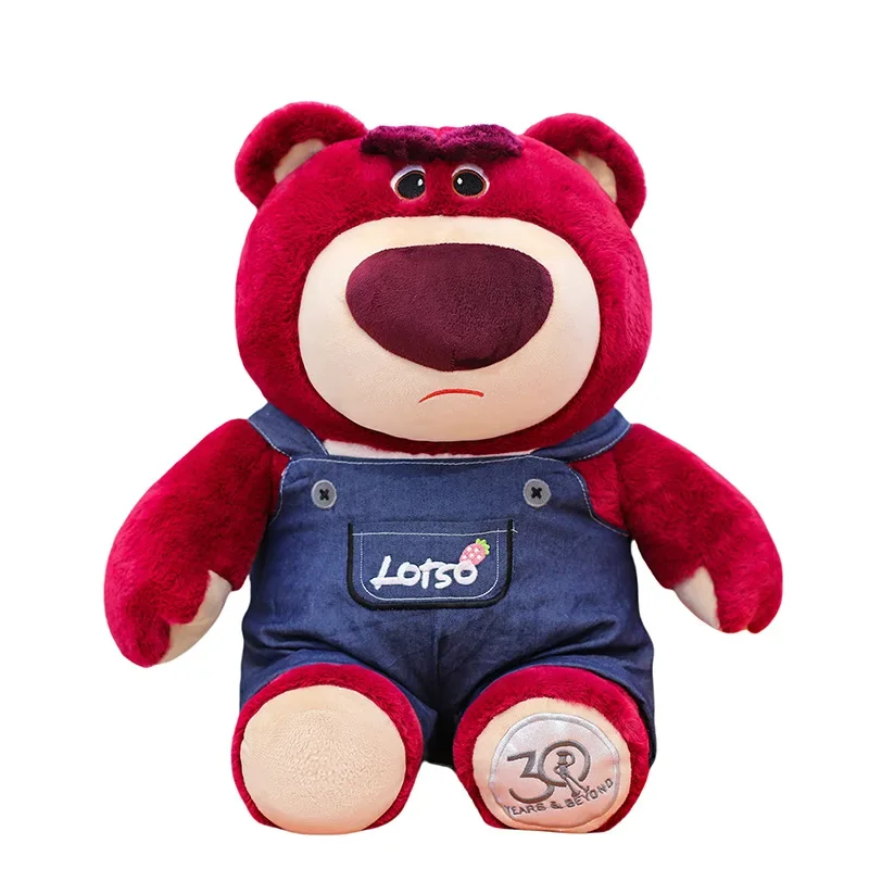 55cm Kawaii Strawberry Bear Plush Toy Anime Overalls Large Lotso Stuffed Doll Cute Cuddly Bear for Kids Birthday Xmas Gifts