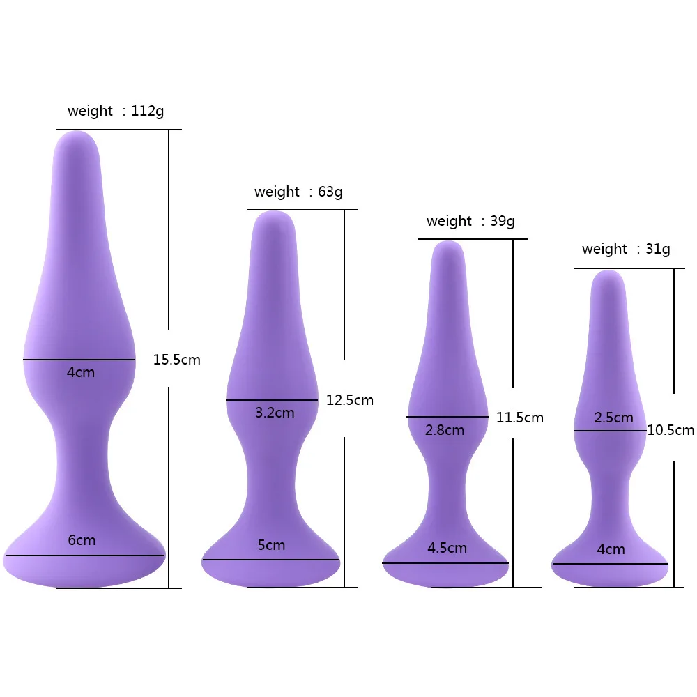 4 Sizes Medical Grade Silicone Anal Trainer Kit for Men Prostate Massager Anal Butt Plug Sex Toys For Female Men