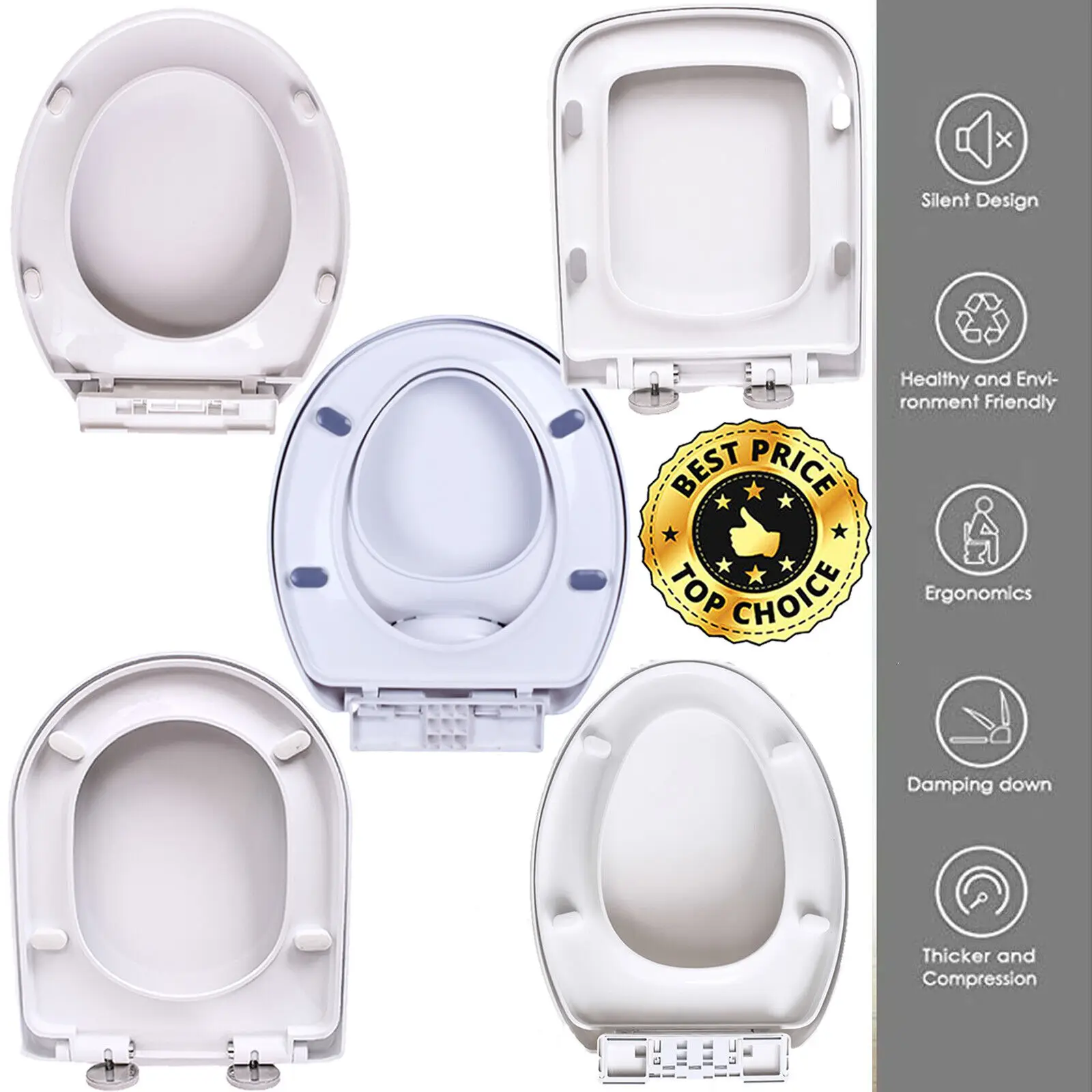 DayPlus Toilet Seat, Soft Close Toilet Seats White with Quick Release, Sturdy Duroplastic Anti-Bacterial Toilet Lid WC Seats