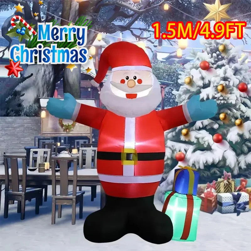 

Christmas Inflatable Style Decoration Hug Santa Claus Built-in LED Lights Inflatable Model Outdoor Ornament Xmas Party New Year