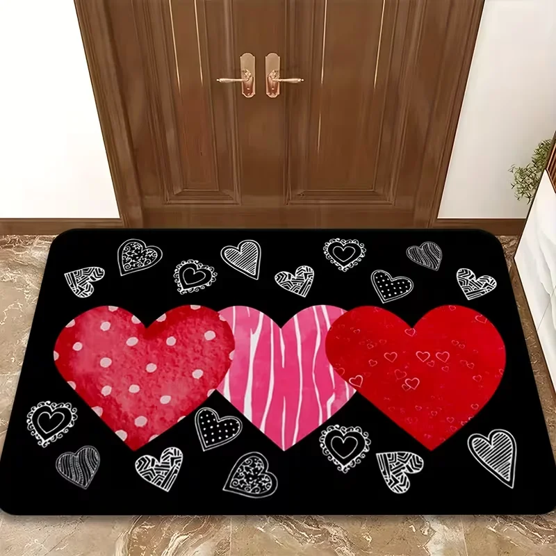 

Романтический придверный коврик с дизайном в виде сердца, универсальные размеры, уютный напольный коврик, идеально подходит для гостиной, спальни, кухни, кабинета, декора для внутреннего входа.