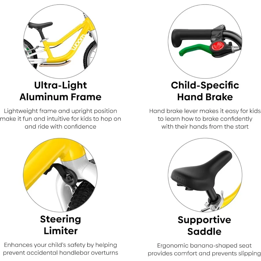 Vélo d'équilibre pour enfants de 3 à 4,5 ans, vélo léger de 14 pouces avec frein à main et limiteur de direction pour tout-petits garçons et filles