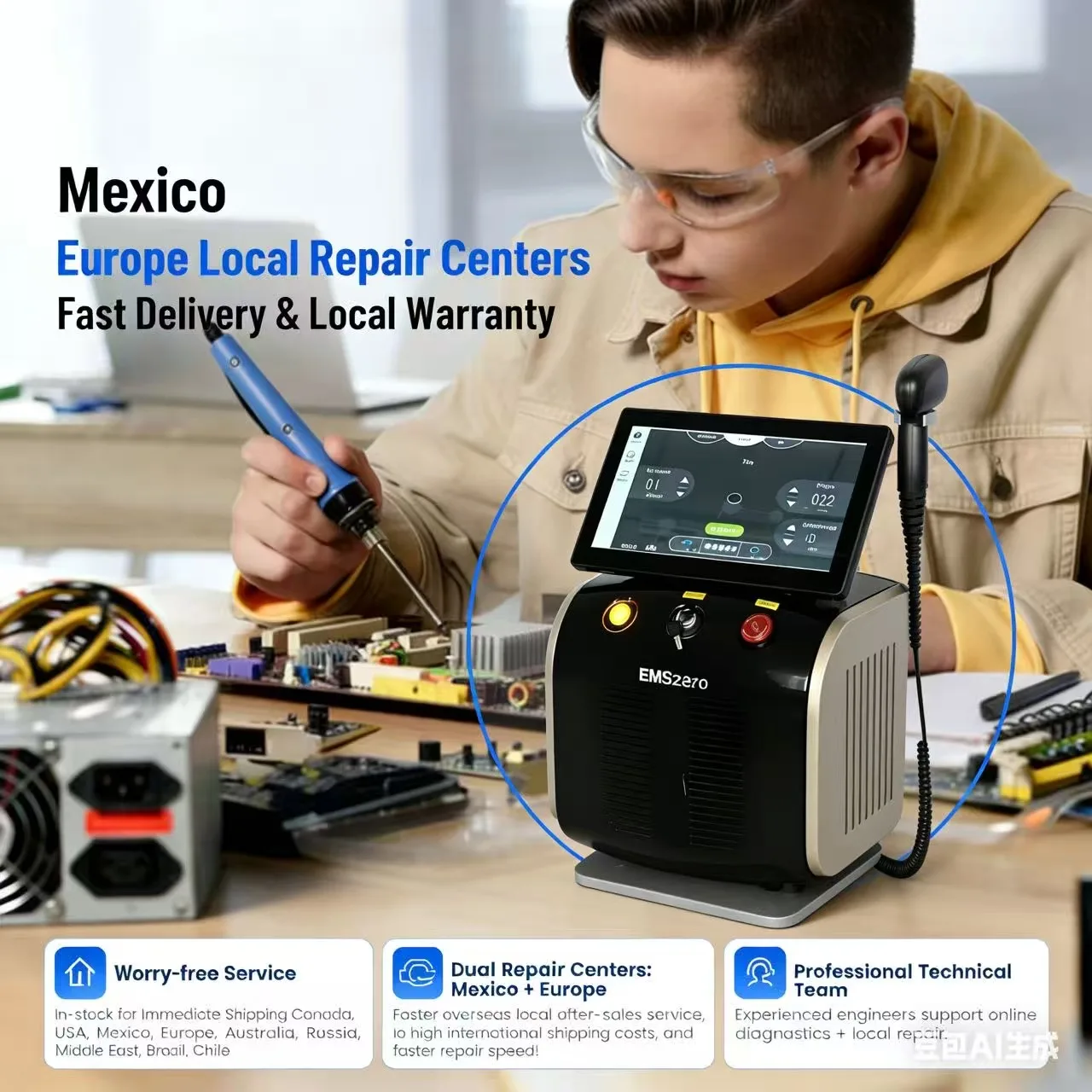 

Лазерный аппарат 2-в-1 Soprano Titanium Ice Platinum Diode 755 808 1064 нм с 3 длинами волн и ND:YAG лазером для безболезненного удаления волос