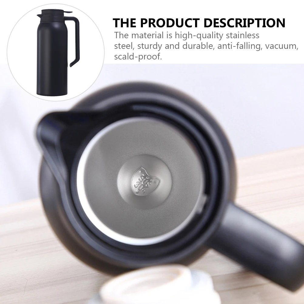 

1500Ml Stainless Steel Thermal Kettle Large Capacity Insulation Hot Water Bottle Black Jug Vacuum Heat Preservation