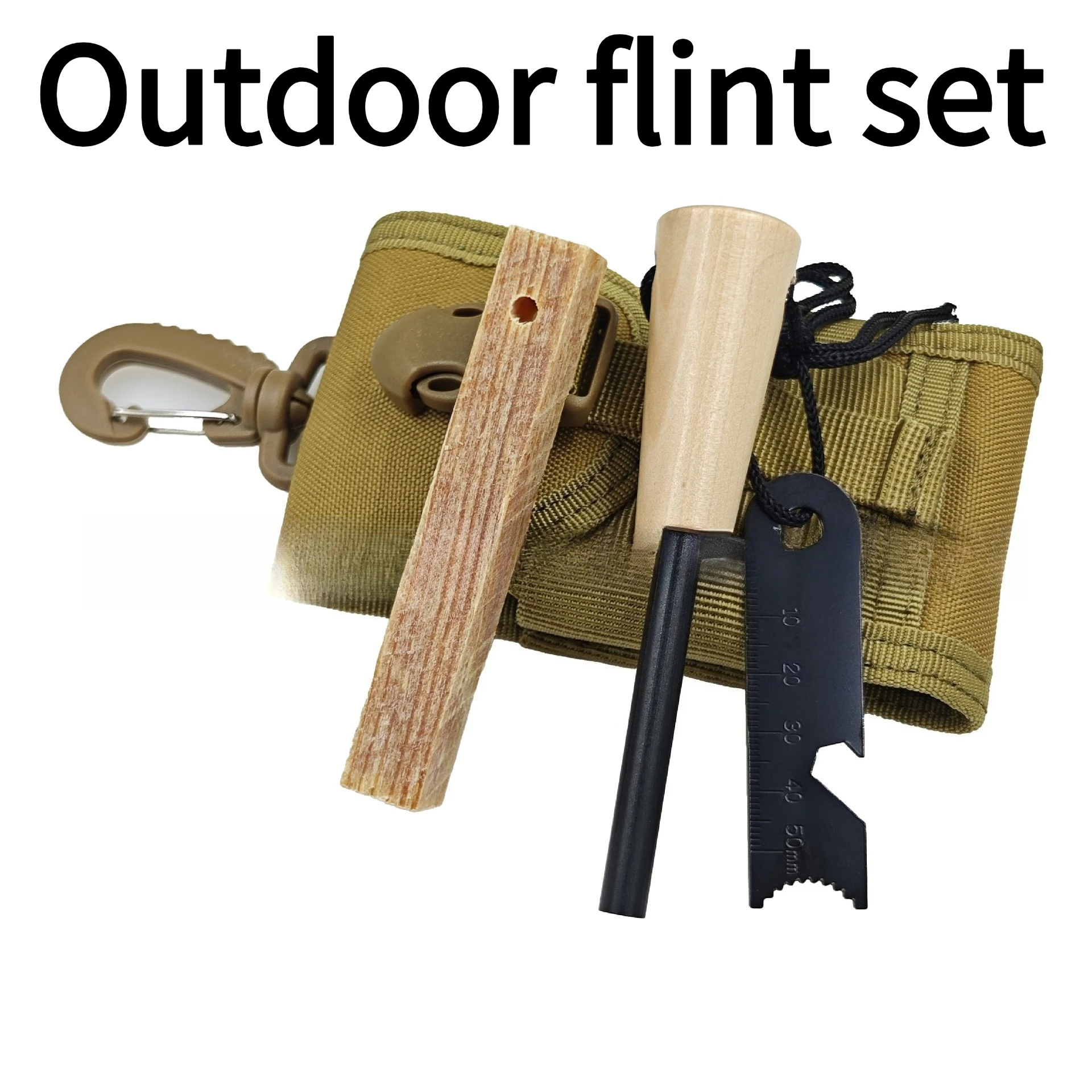 

Portable Outdoor Flint Fire Stick Wooden Handle Set Wilderness Survival Magnesium Stick Tool