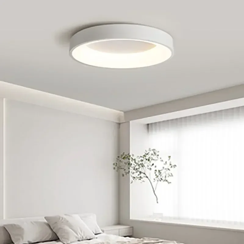 Nordic LED Round Ceiling Lights Modern Black White Gray Home Decor Lamps For Bedroom Living Room Study Dining Rooms Light Luster