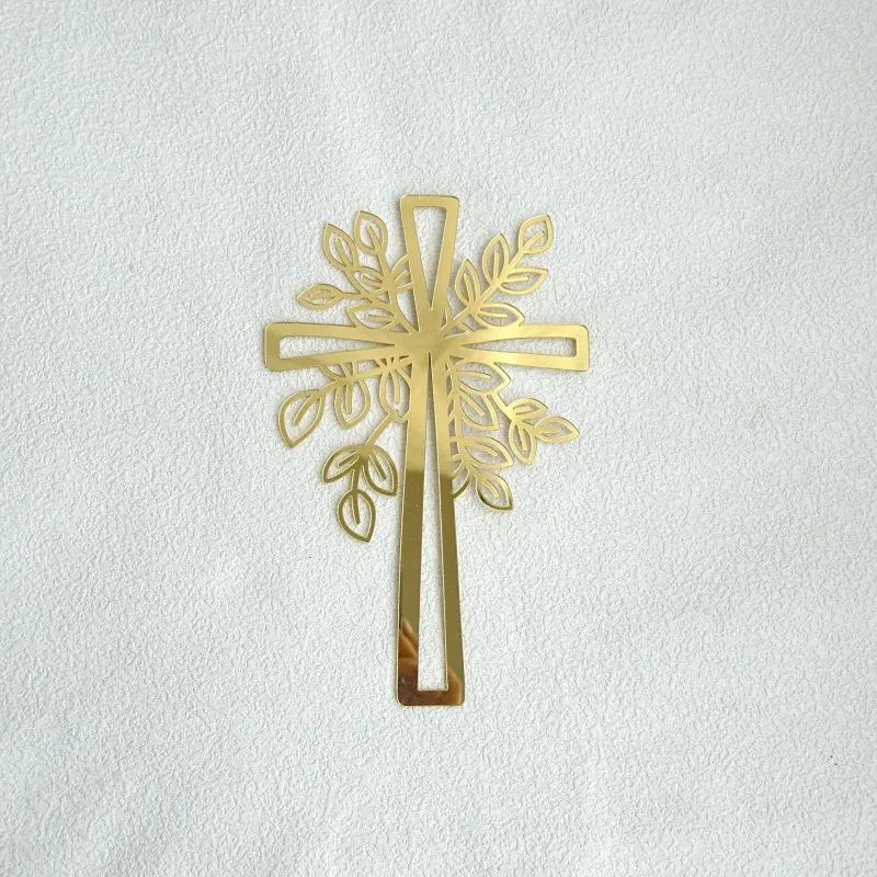 Gold Peace Dove Cross Cake Toppers Holy Communion Baptist Party Decorative Cake Insert for The First Communion Party Supplies