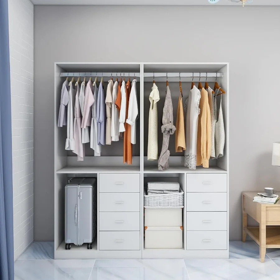 

Closet Organizer System Closet System with Drawers Clothes Organizer with Closet Shelves Wall Mounted White Wardrobe Closet wit