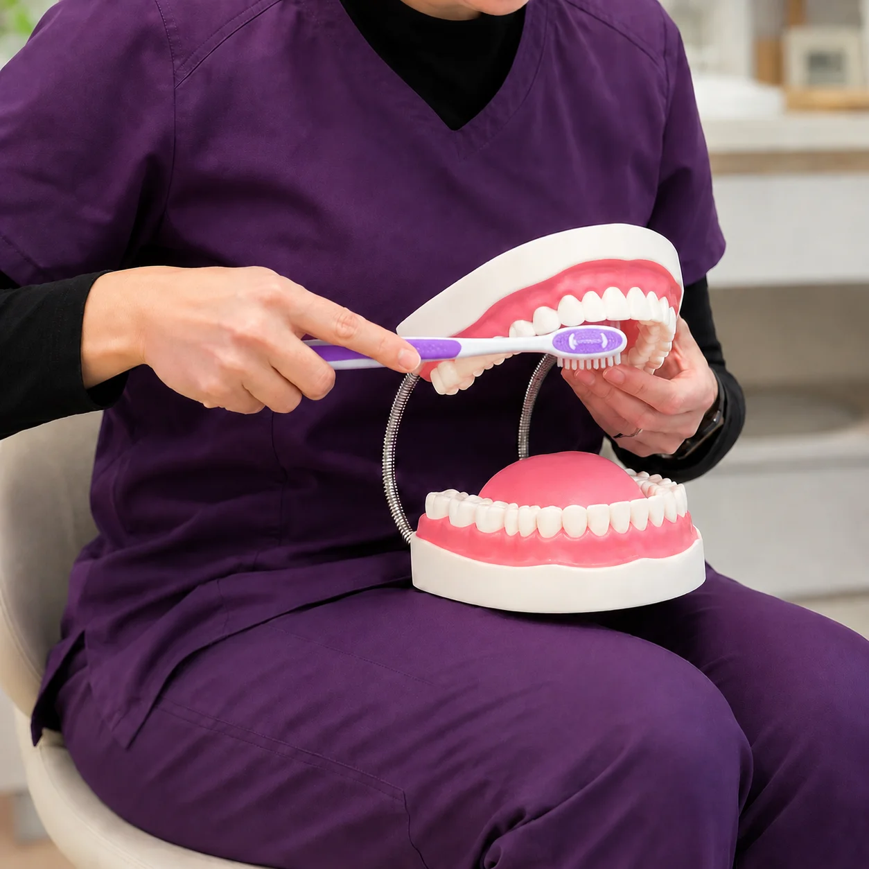 6x-enlarged-mouth-model-with-flexible-metal-supports-and-toothbrush-for-dental-hygiene-teaching-and-classroom-demonstration