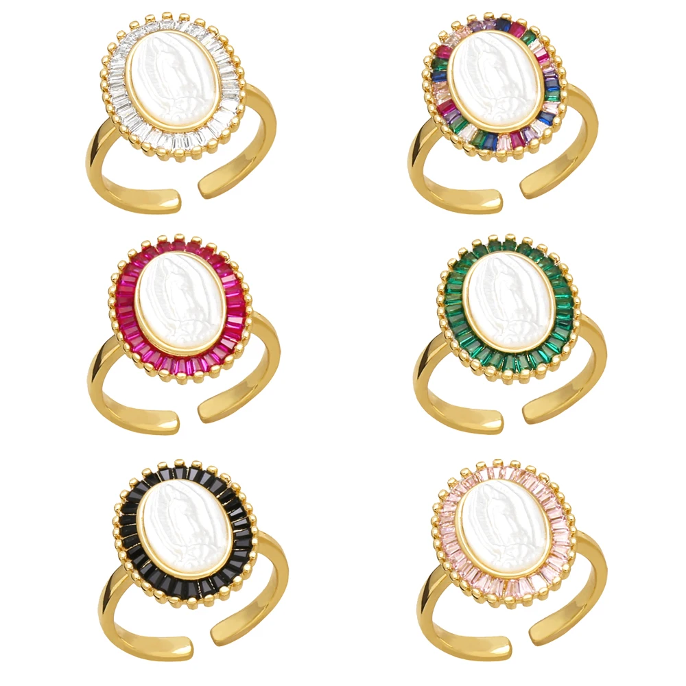 OCESRIO-anillos de la Virgen María para mujer, sortija abierta chapada en oro y cobre, Multicolor, joyería Virgen María, dgm53