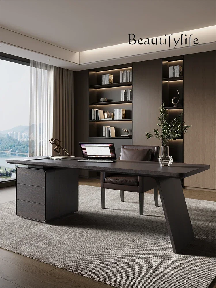 c Italian light luxury high-end desk home living room study solid wood desk simple computer table