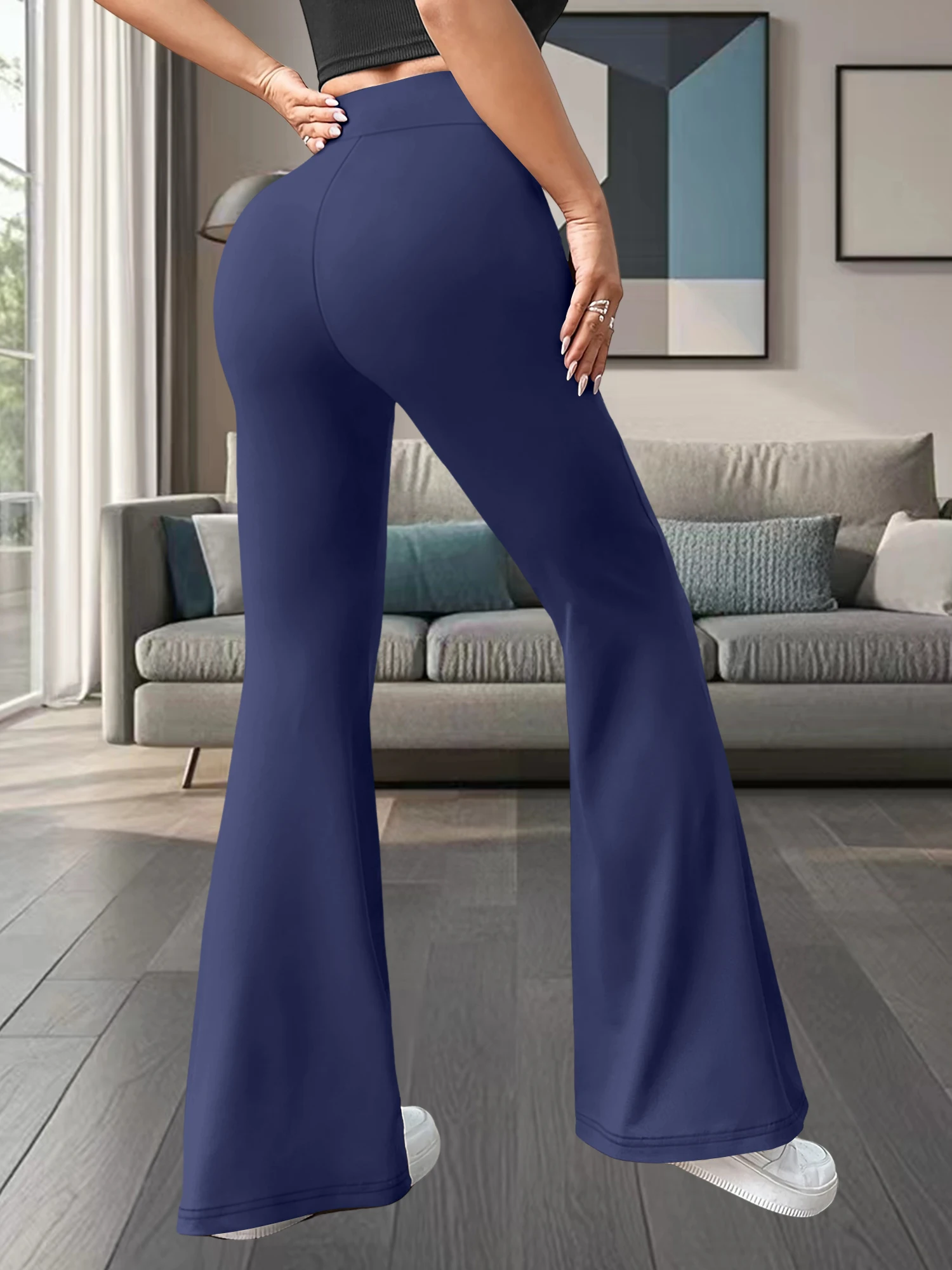 2026 New Arrival Women High Waist Bell Bottom Pants Side Pockets Soft Stretch Workout Flare Yoga Casual Trousers