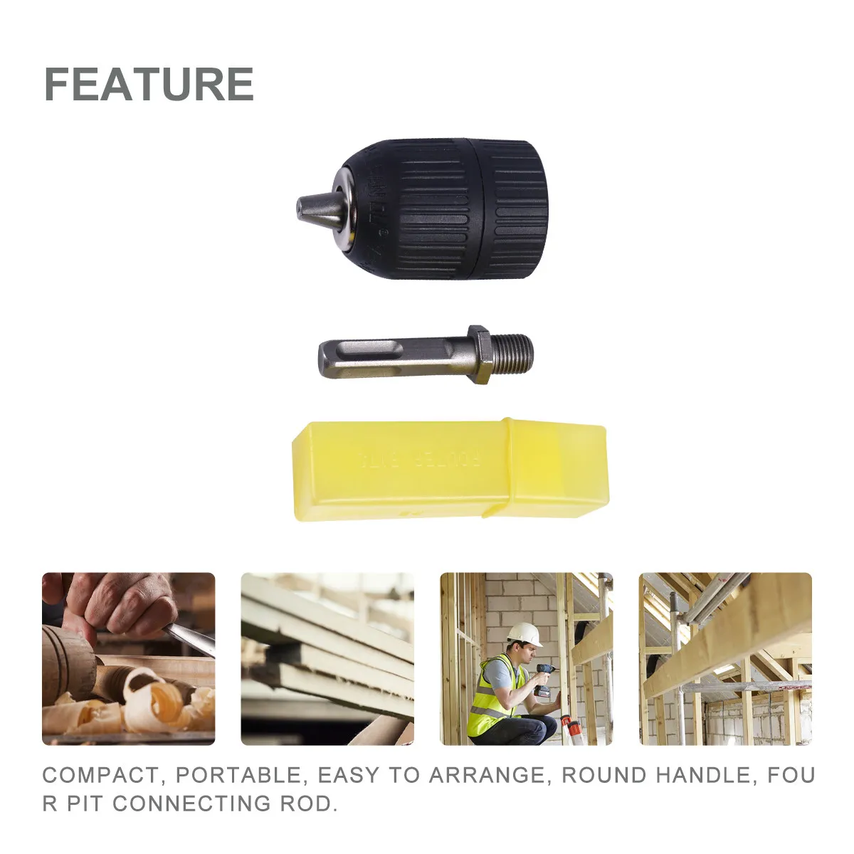 

2-13Mm Keyless Drill Chuck Self-Tighten Metal For Hammer 1/2-20 Unf Mount With Square Rod Adapter Conversion Tool Electric