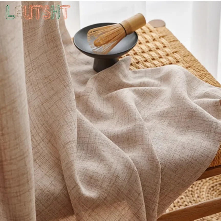 Thickened Japanese-style Light-transparent Cotton Linen Living Room Bedroom Balcony Sunshade Curtain Finished Product