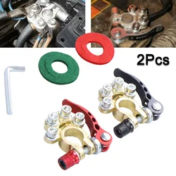 12V Battery Terminal Clamps Connectors 2 Pcs 4 Way Quick Release Disconnect Car Battery Terminal for SAE/JIS Type A Posts Cars
