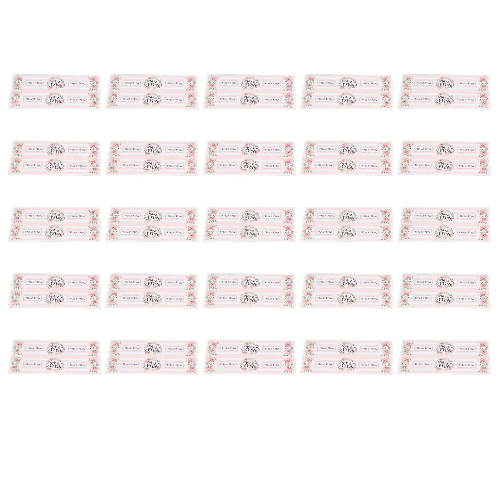 

25pcs Water Bottle Stickers MR and MRS Stripes Pink Flowers Waterproof Bright Decorative Party Bottle Labels for Wedding