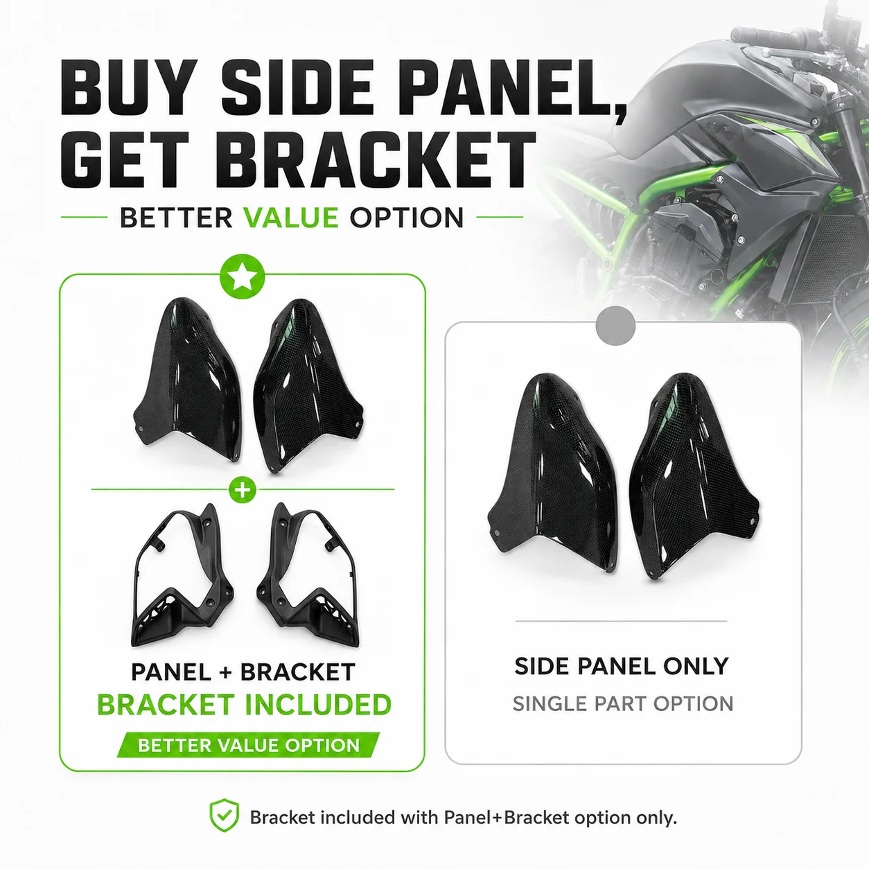 Tank Side Panel Side Fairing Cover Carbon Fiber Bracket Options for Kawasaki Z900 Z 900 Z900 SE 2025+ Motorcycle Accessories