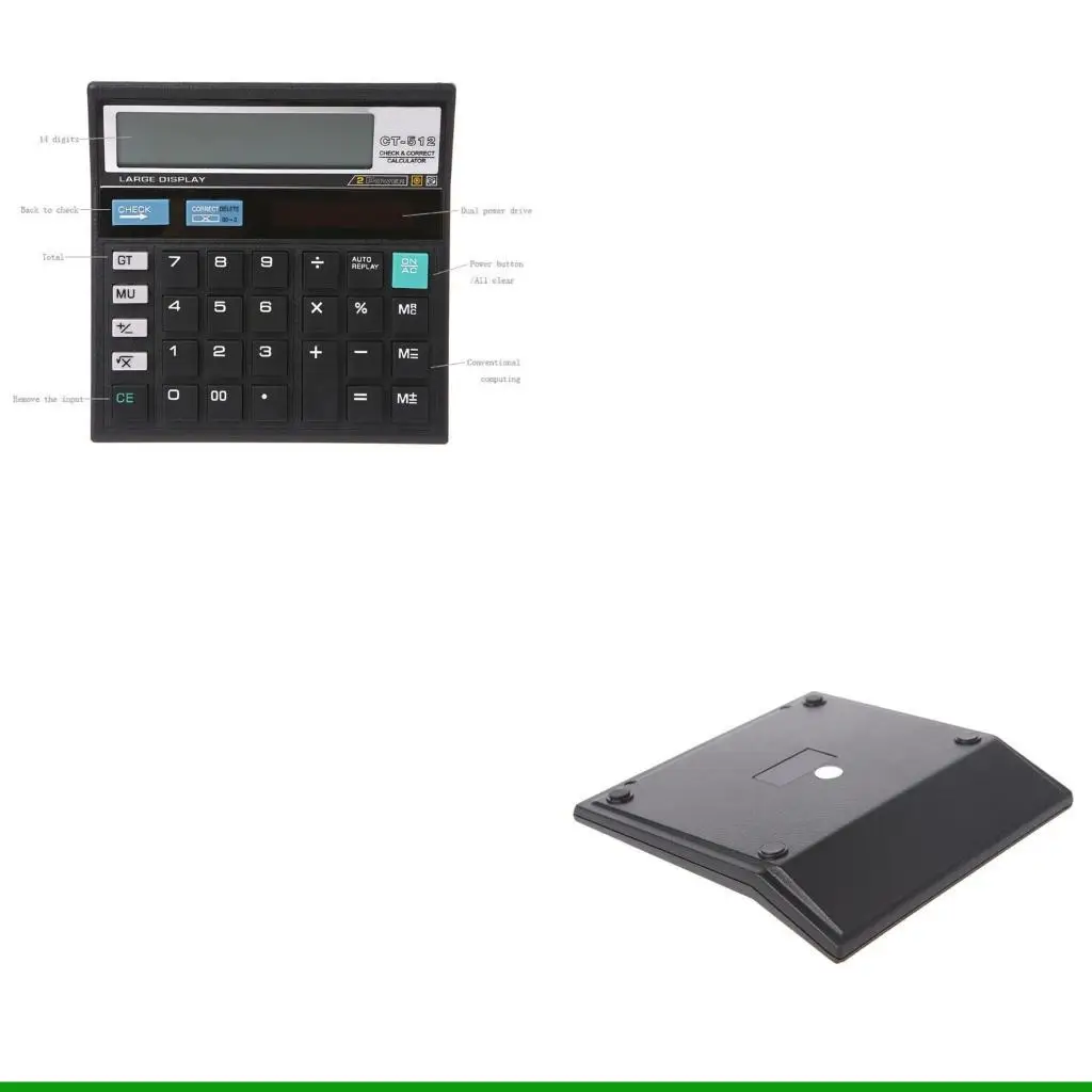 U55C LCD Display Screen Desktop Calculator with Battery + Solar Power for Home Office