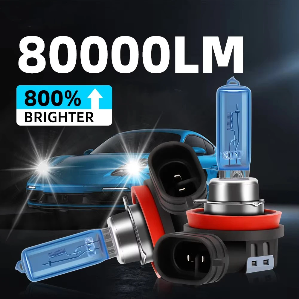 

2 шт. ксеноновые лампы 80000LM Супер яркая галогенная автомобильная фара 6000K Супер белая 12V H1 H4 H7 H11 H13 9005 9006 9012 Автомобильные фары