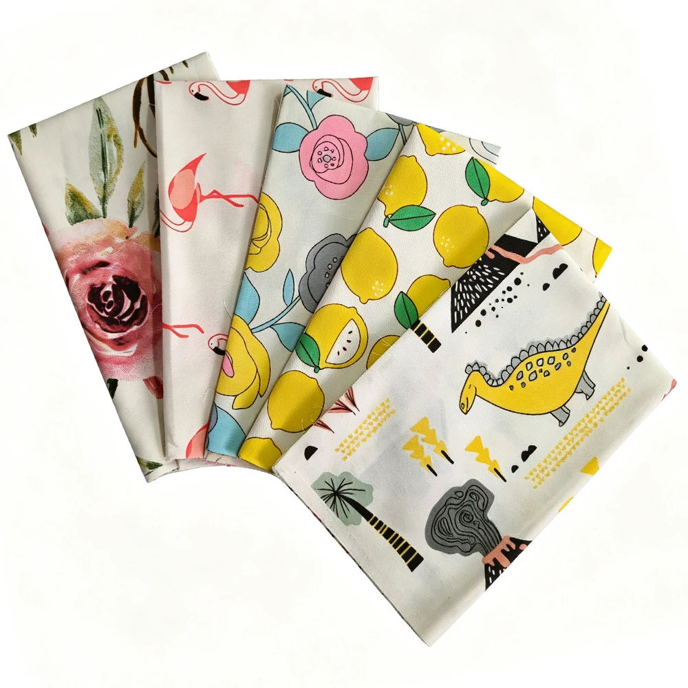 Teramila 5 PCS/Pack Cotton Fabirc Flower Printed Cloth For Hair Bows Sewing Quilt Doll Costume, Scrapbook Decoration Accessories