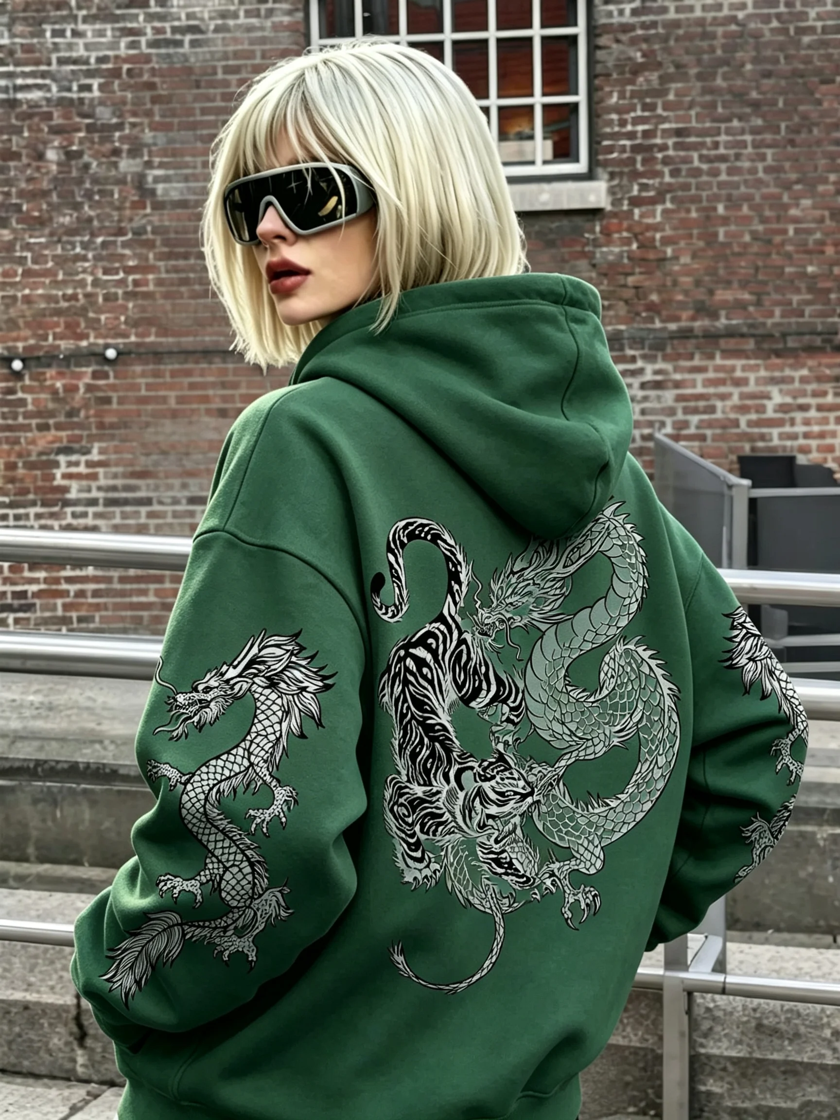 2026 neuer Kapuzenpullover im Nationalstil mit dunklem Drachen- und Tigertotem! Trendiger Unisex-Hoodie im chinesischen Stil mit Drachenmuster – Detail 22