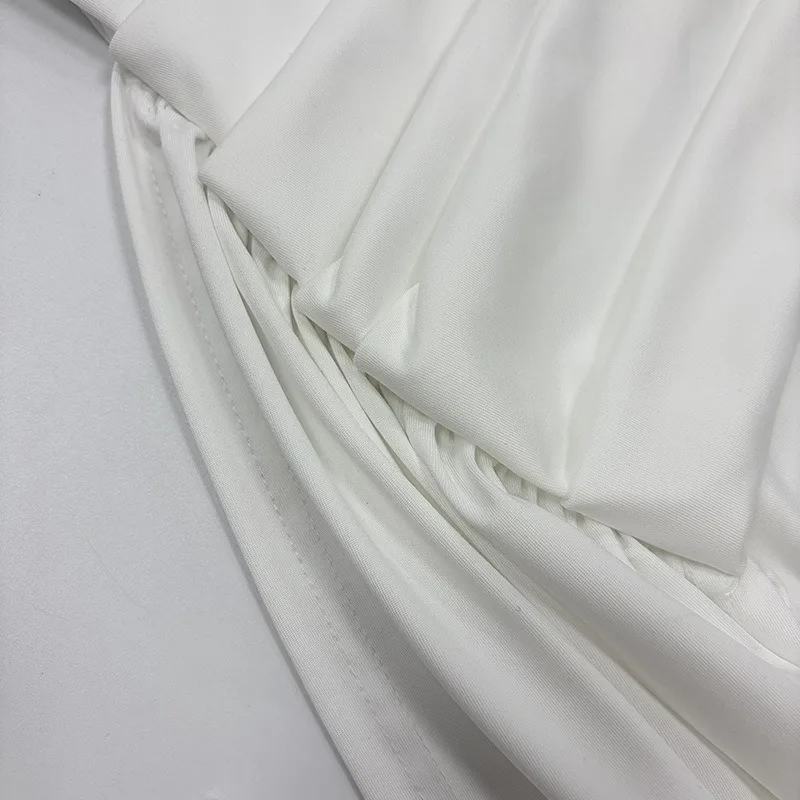 Patchwork Gerafftes Bandkleid für Damen Sexy Rollkragen Elegantes Hochgeschnittenes Abendkleid mit Langen Ärmeln – Detail 27