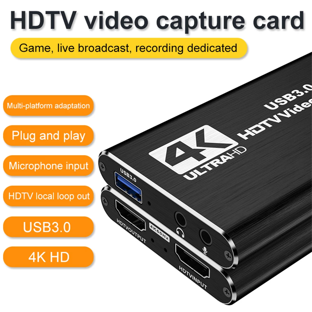 USB 3.0 4K HDMI-การ์ดจับภาพ 1080P 60FPS Audio Video Capture Card Video Grabber สําหรับสตรีมมิ่ง Works สําหรับ PS4/กล้อง/PC