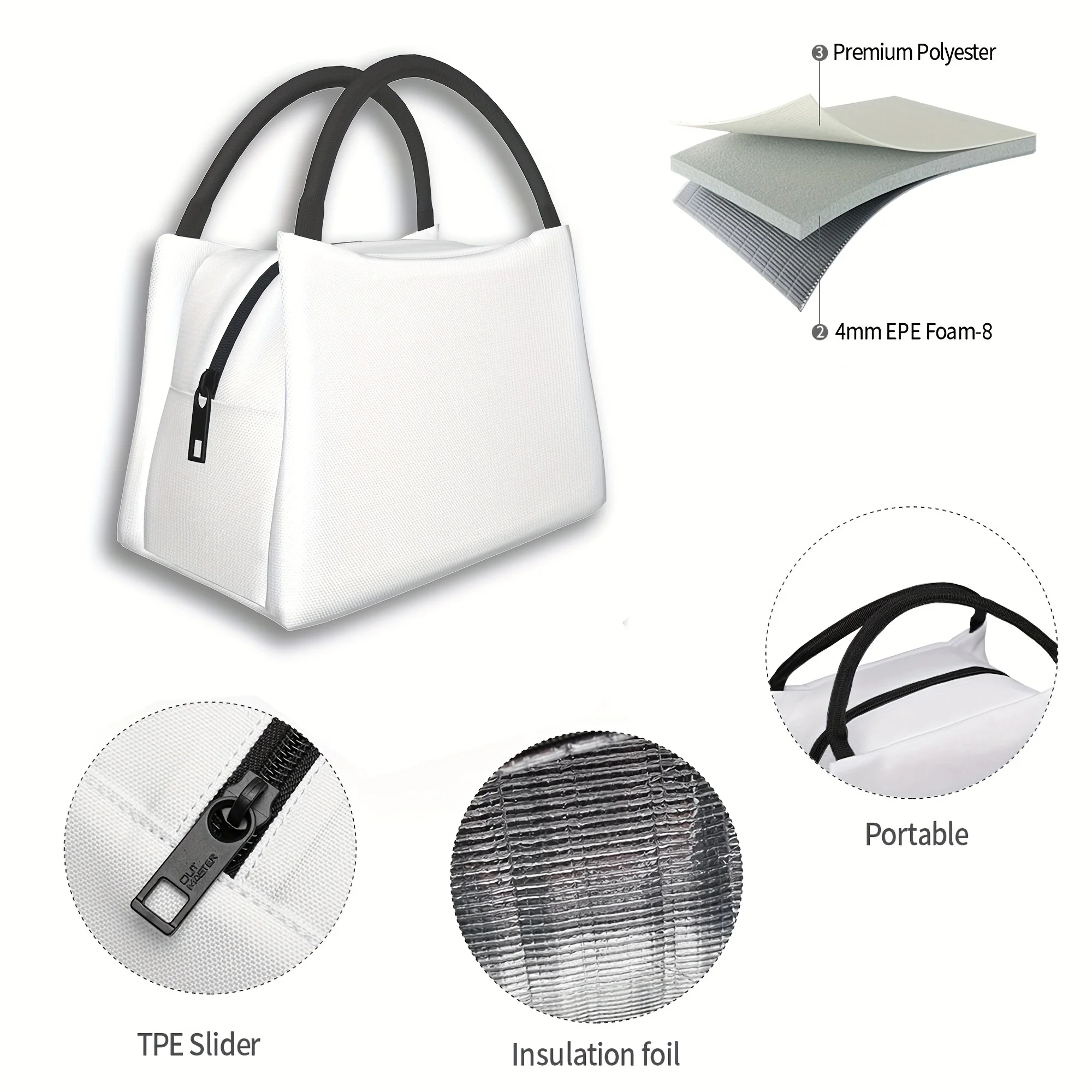 1pc Insulated Lunch Bag With Elegant Kitten Pattern - Portable Reusable Cooler Tote For Camping, Beach, Office & Home