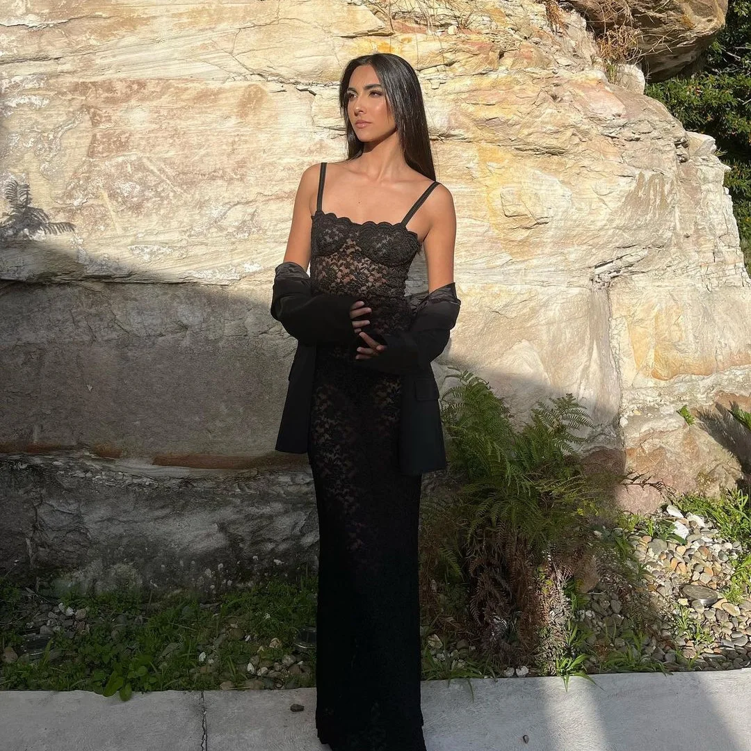 Vestido Maxi Sexy sin Mangas con Espalda Descubierta para Mujer, Vestido Ajustado de Encaje Transparente con Aberturas, Vestido Elegante para Fiesta, Noche o Vacaciones 2026
