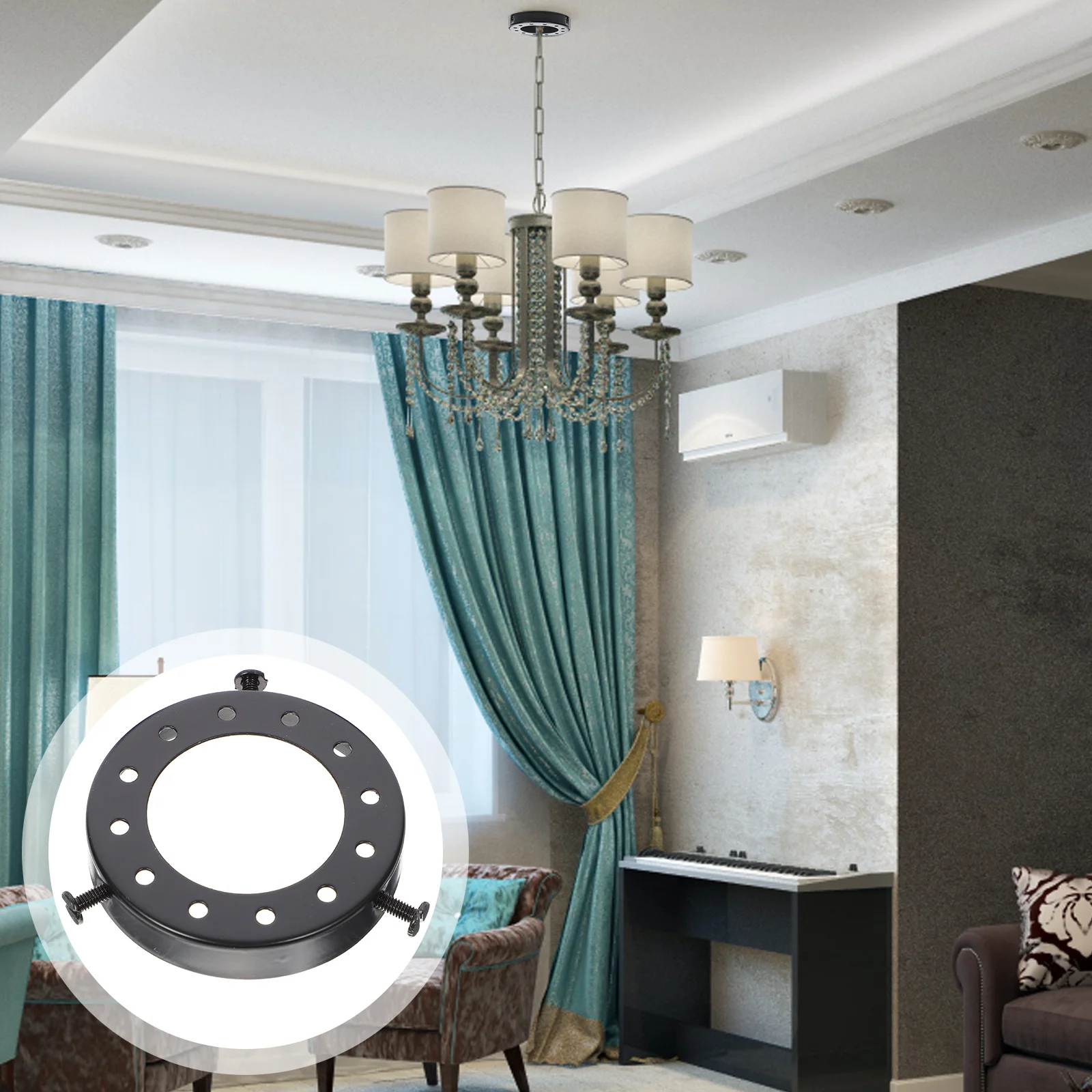 

2Pcs Lampshade Cover Ring Metal Surface Tighten Screws Durable Ceiling Lamp Replacement Ring for DIY Lamps Light Fixture