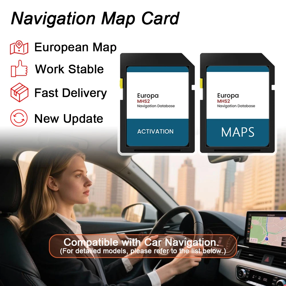 بطاقة Sat Navi SD لأودي Q2/Q5/A3/A4/A5/S3/S4/S5 2015-2020 MHS2 بطاقة تفعيل الملاحة GPS بطاقة خريطة أوروبا 16 جيجابايت تحديث 2024