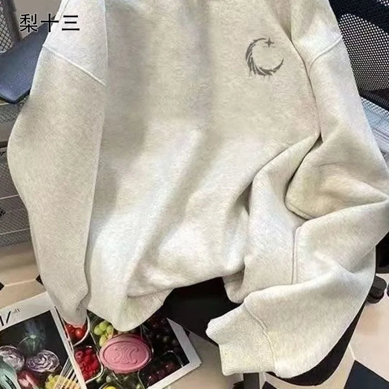 Wykwintna nowa bluza z okrągłym dekoltem i długimi rękawami, popularne jesienno-zimowe style, uniwersalna, swobodna, modna, luźna i sportowa góra.