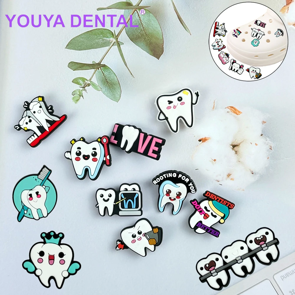 5Pcs Shoe Charms Tooth Health Brush Cute Dentist Shoes Accessories Buckle Decorations Fit Slipper Wristband Kids Clinic Gift