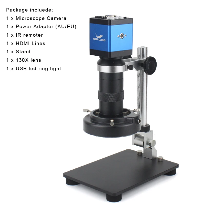 1080P HDMI VGA Digital Video Monokulare Mikroskop Kamera TF Storag130X Zoom C-Mount Objektiv Für Telefon PCB Löten reparatur Werkzeuge – Detail 2