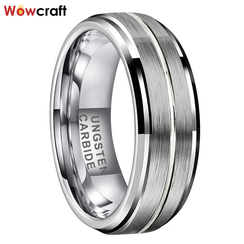 Fashion Men Women 8mm Jewelry Wedding Band Tungsten Carbide Trendy Engagment Rings Grooved I Love You Engraved Comfort Fit