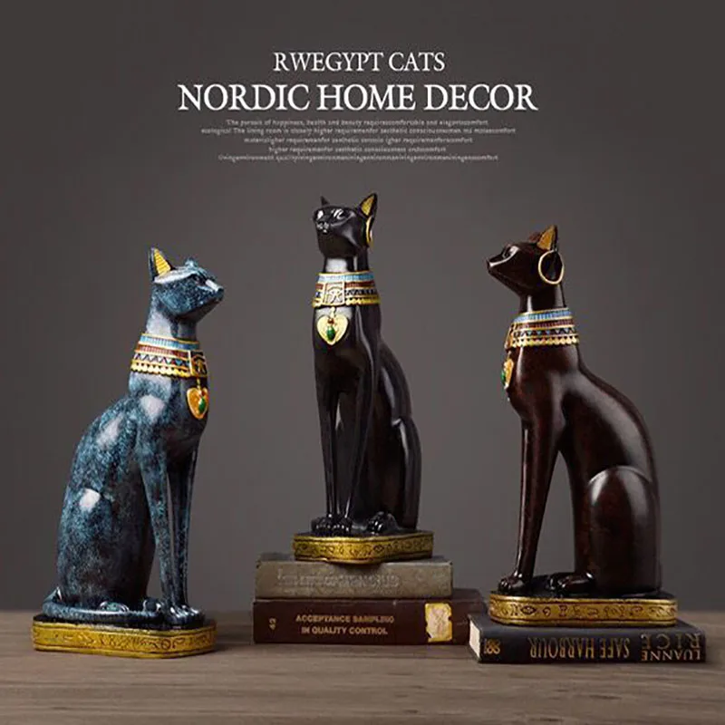 Egyptian Cat of Fortune Table Sculpture - Lucky Totoro Arts And Crafts Ornament Northern Europe Style Home Decor Gift